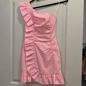 Lilly Pulitzer Striped Seersucker One Shoulder Dress